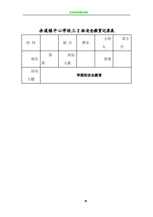安全教育内容记录表