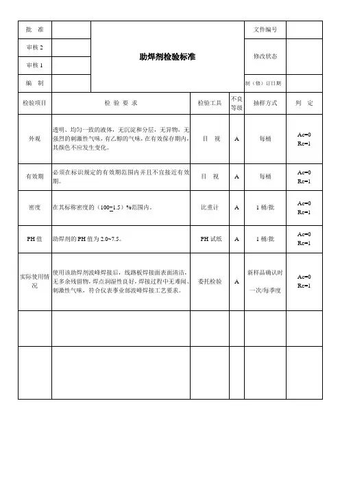 助焊剂检验标准