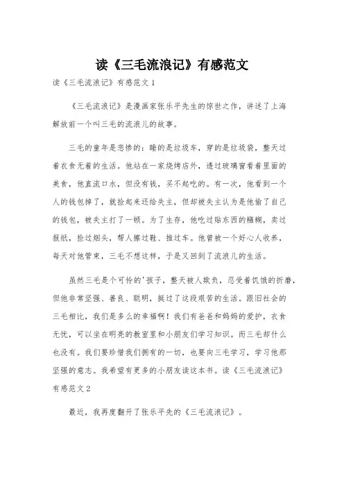 读《三毛流浪记》有感范文