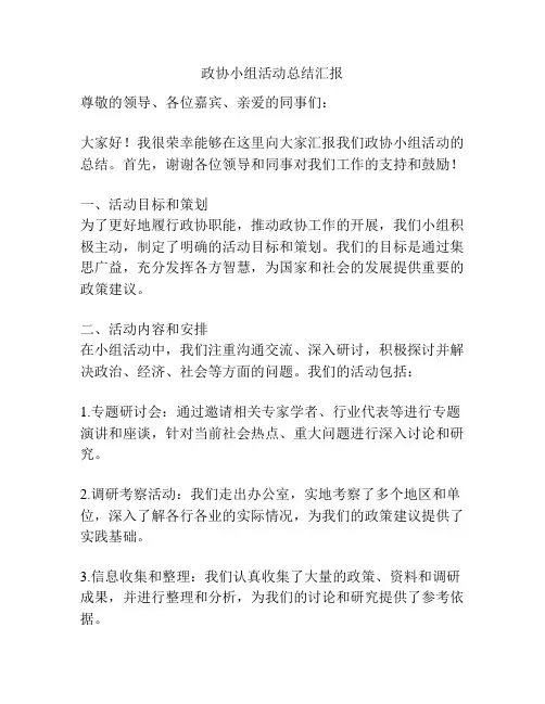 政协小组活动总结汇报