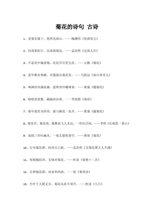 菊花的诗句 古诗