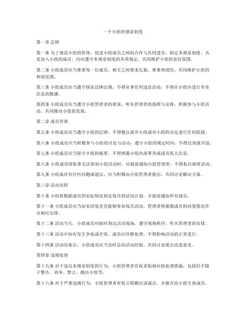 一个小组的规章制度