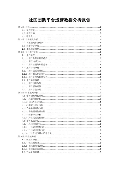 社区团购平台运营数据分析报告