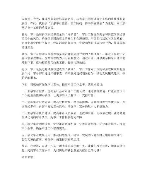 审计宣传演讲稿范文