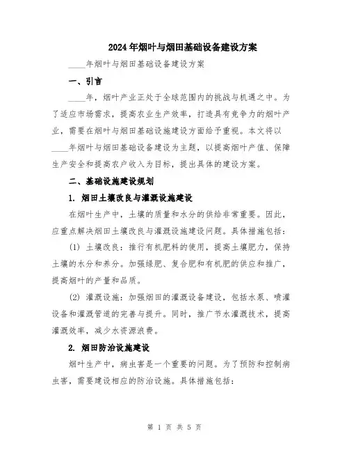 2024年烟叶与烟田基础设备建设方案
