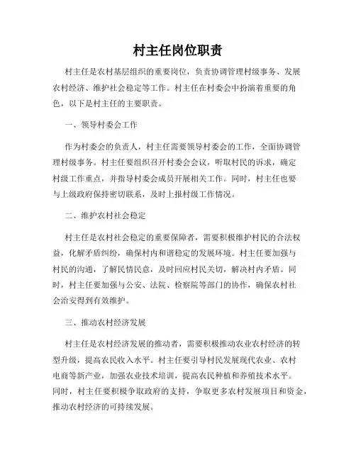 村主任岗位职责