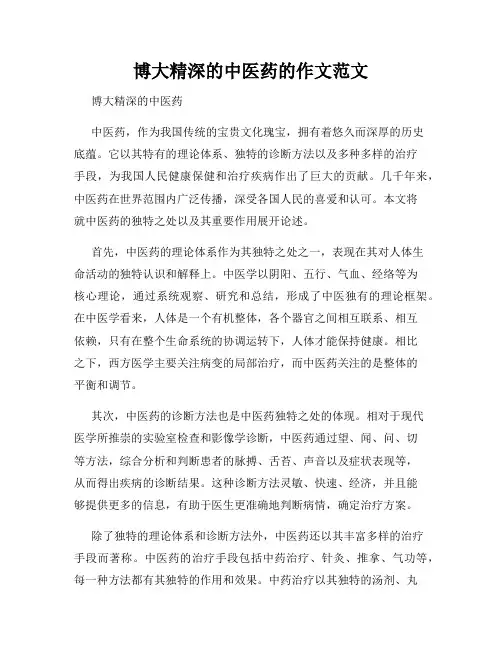 博大精深的中医药的作文范文