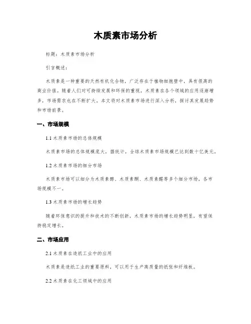 木质素市场分析