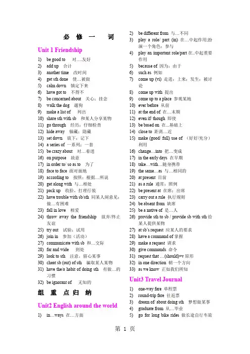 人教版高中英语必修一至必修五重点词组归纳[优质文档]15页word