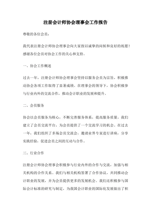 注册会计师协会理事会工作报告