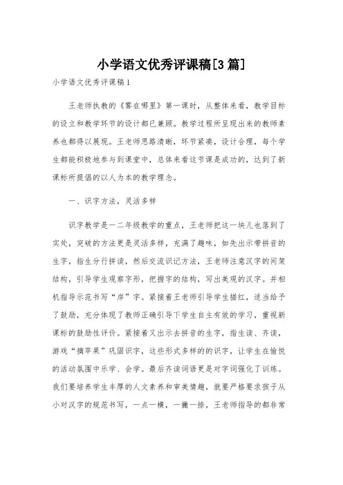 小学语文优秀评课稿[3篇]