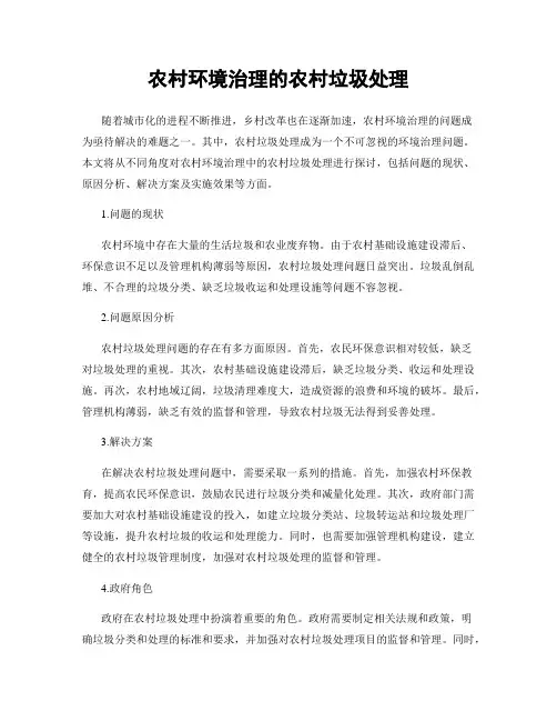 农村环境治理的农村垃圾处理