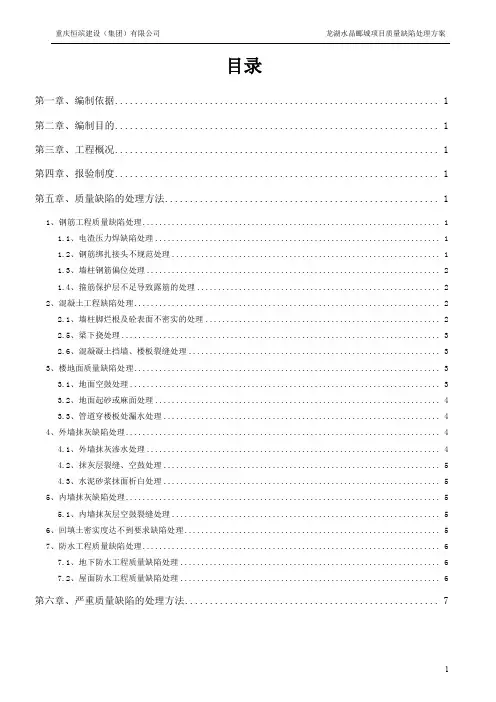 龙湖水晶郦城项目质量缺陷处理方案