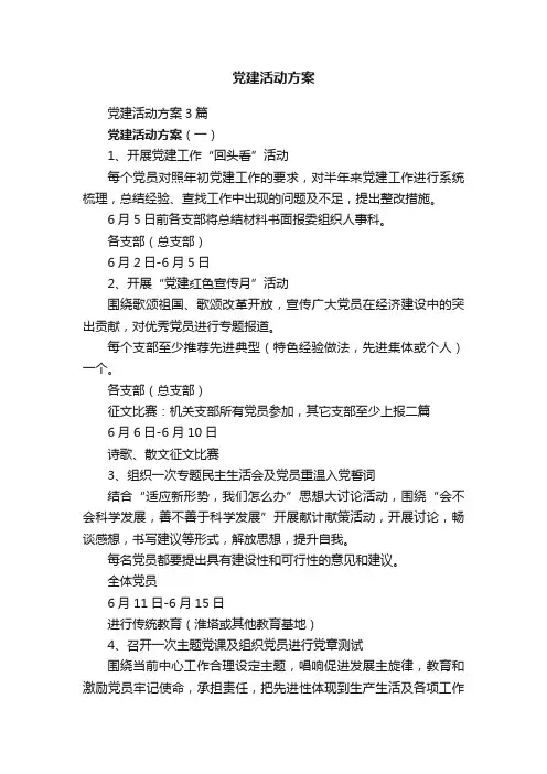 党建活动方案3篇