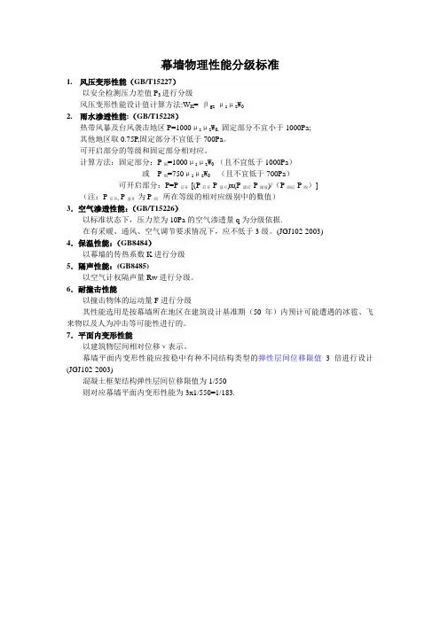 1幕墙物理性能分级标准