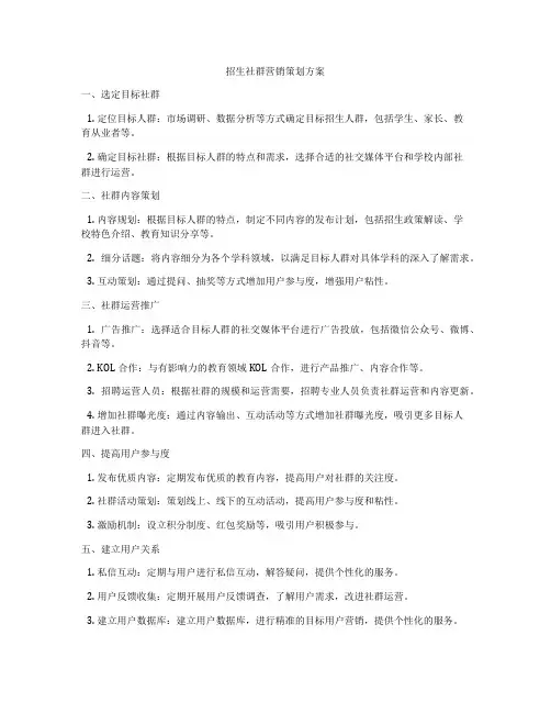 招生社群营销策划方案