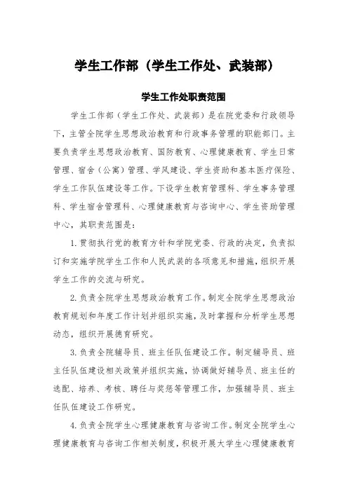 学生工作部(学生工作处、武装部)