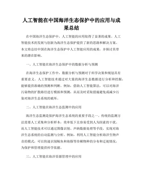 人工智能在中国海洋生态保护中的应用与成果总结