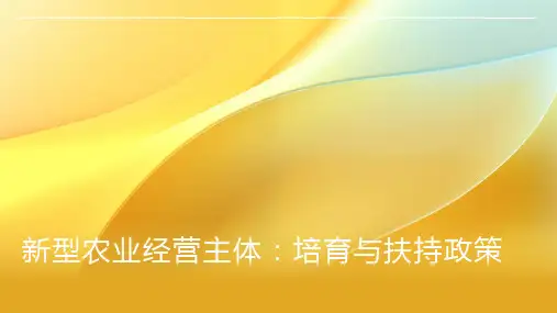 新型农业经营主体：培育与扶持政策