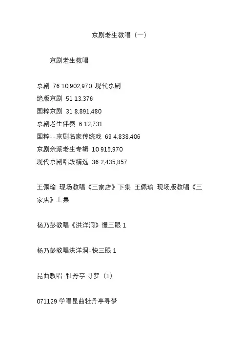 京剧老生教唱(一)