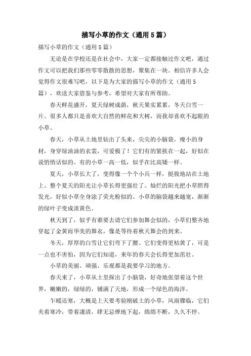 描写小草的作文(通用5篇)
