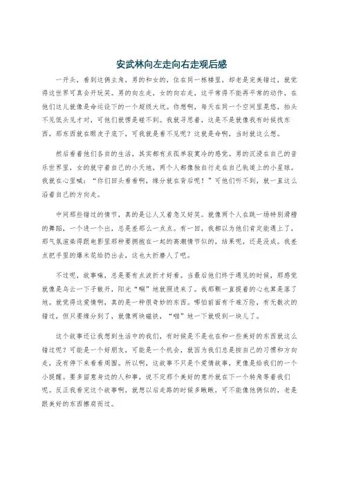 安武林向左走向右走观后感