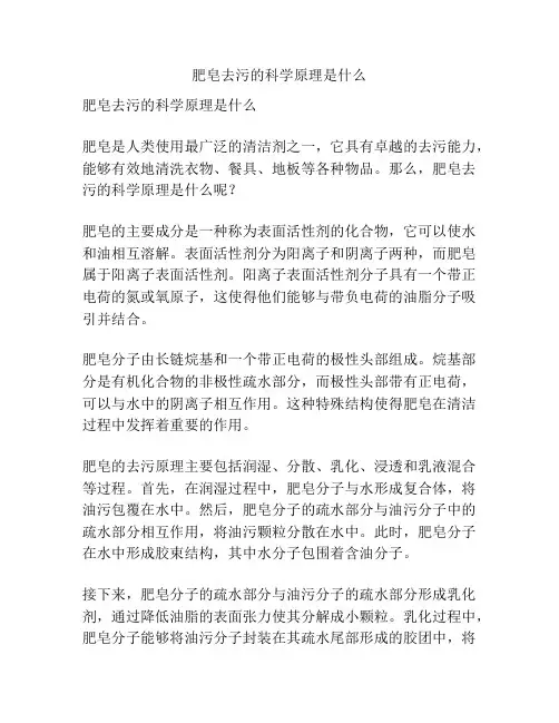 肥皂去污的科学原理是什么