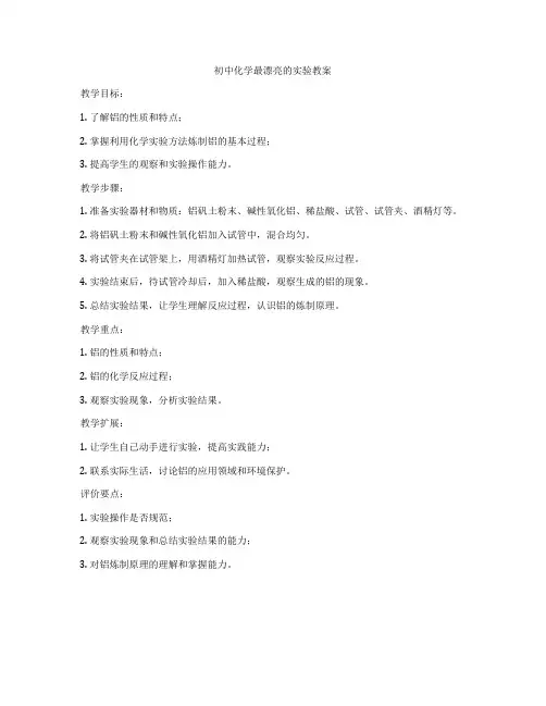 初中化学最漂亮的实验教案