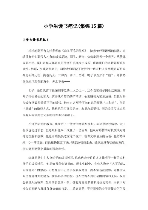 小学生读书笔记(集锦15篇)