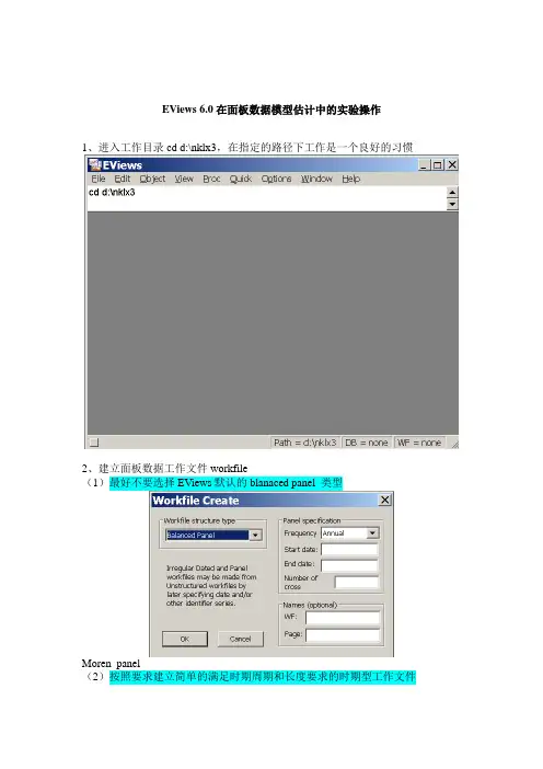 EViews6.0在面板数据模型估计中的操作