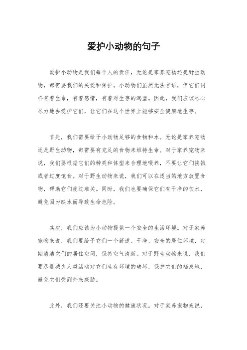 爱护小动物的句子