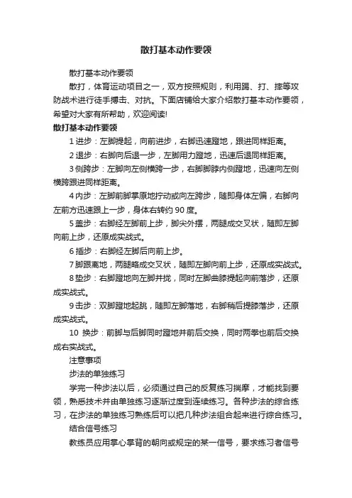 散打基本动作要领
