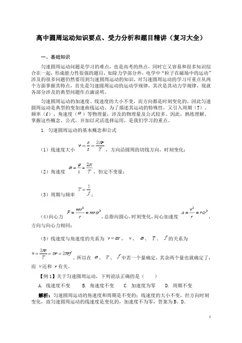 圆周运动知识要点、受力分析和题目精讲(张晓整理)讲解