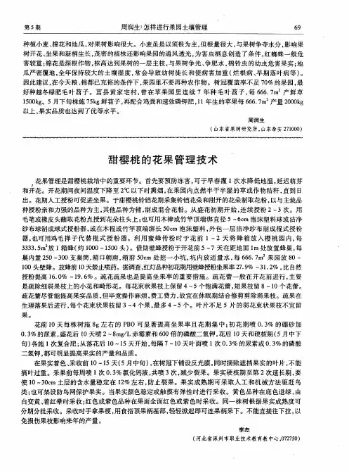 甜樱桃的花果管理技术