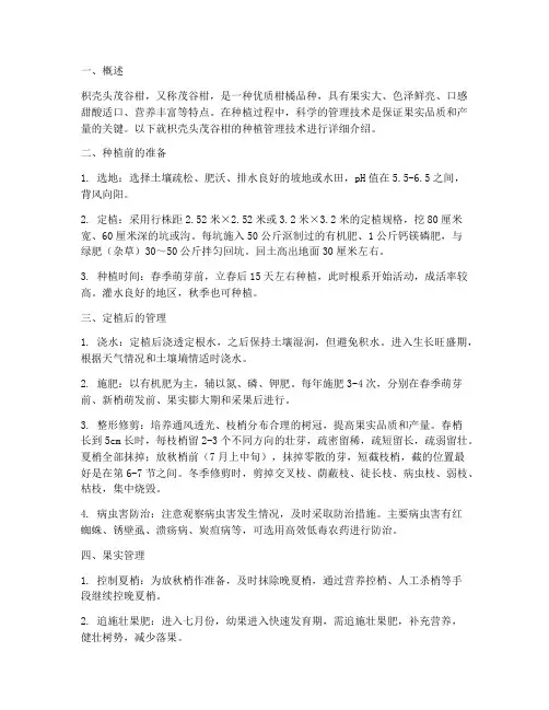枳壳头茂谷柑种植管理技术