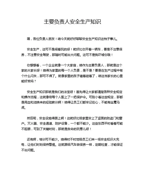 主要负责人安全生产知识