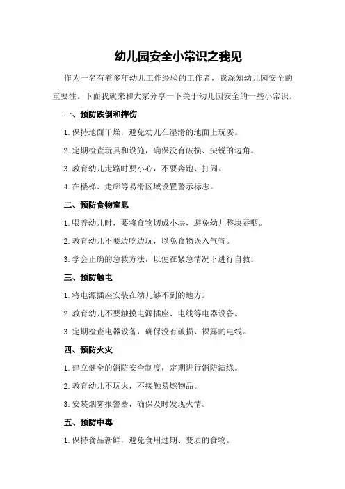 幼儿园安全小常识之我见