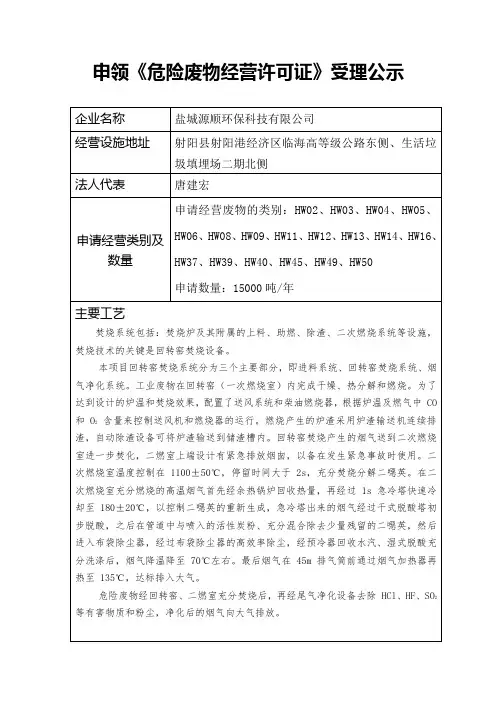 申领危险废物经营许可证受理公示