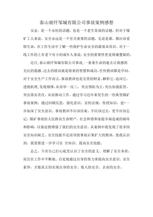 泰山玻纤邹城有限公司事故案例感想