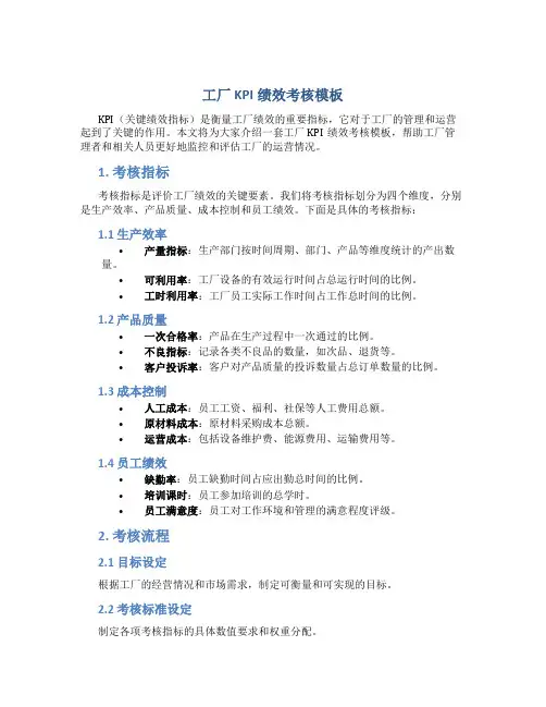 工厂kpi绩效考核模板
