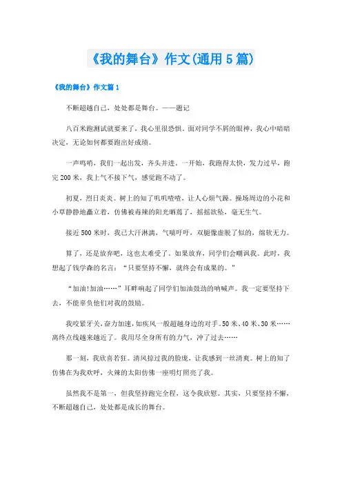 《我的舞台》作文(通用5篇)