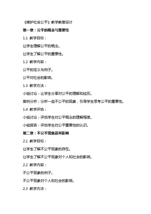 《维护社会公平》教学教案设计