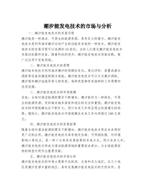 潮汐能发电技术的市场与分析