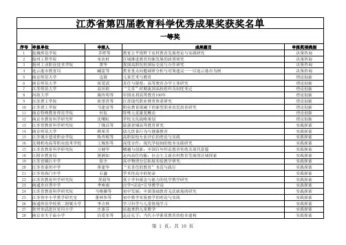 第四届江苏省教育科研成果奖名单