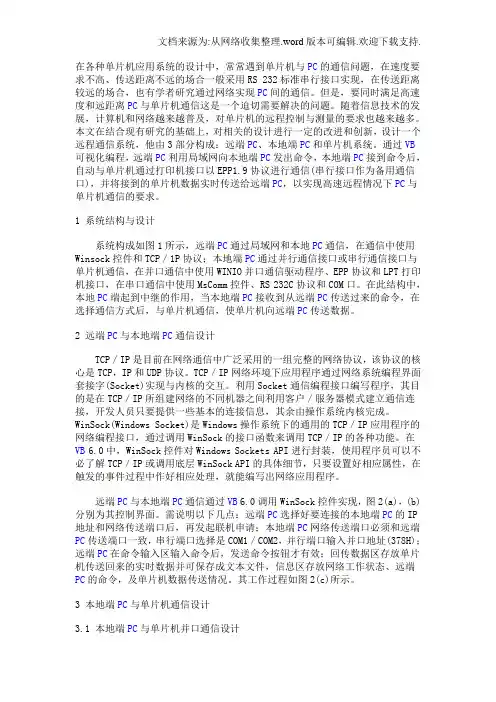 利用VB6.0实现网络远程PC与单片机通信