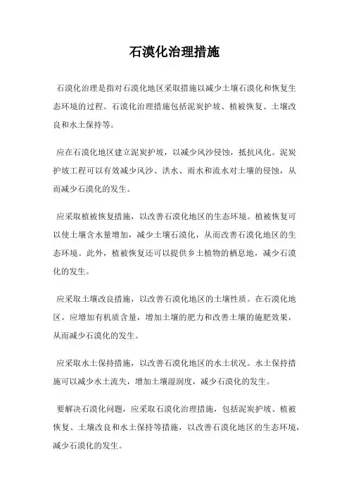 石漠化治理措施