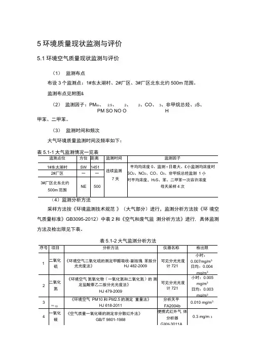 环境质量现状监测与评价