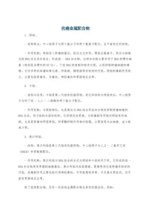 抗癌金属配合物