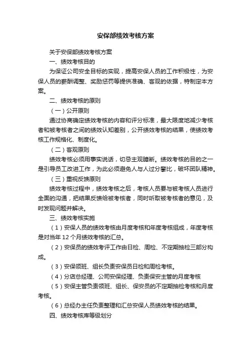 安保部绩效考核方案