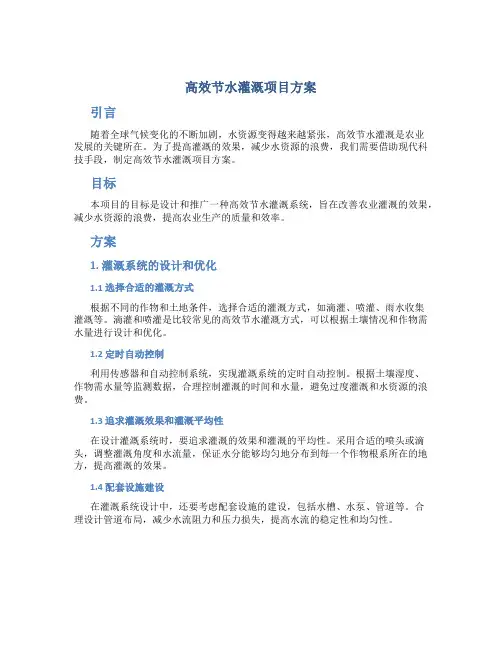 高效节水灌溉项目方案